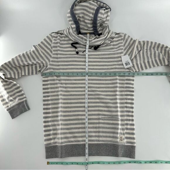3rd & Army Long Sleeve Pullover Cowl Neck Striped White Grey Hoodie NWT S - Picture 8 of 9